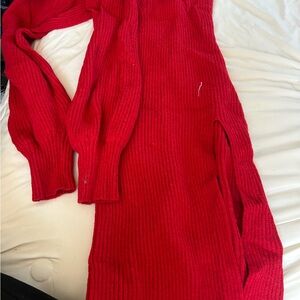 Cider Bright Red Ribbed Knit Dress